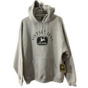 NWT John Deere Pullover Hoodie Medium Gray Heavyweight